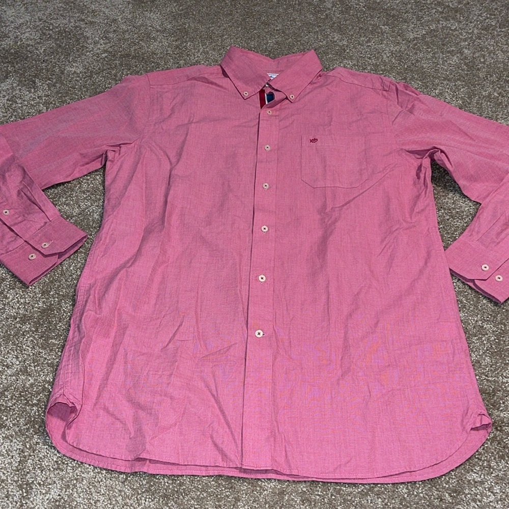 Southern Tide Inter-coastal Red Long Sleeve Button down Shirt Size Medium. I